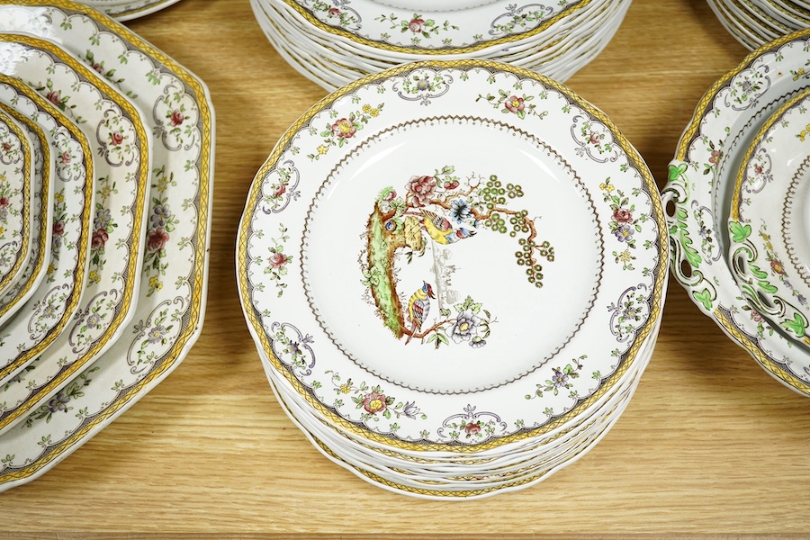 A Copeland Spode 'Chelsea' part dinner service to include soup bowls, octagonal platters and a tureen. Condition - mostly good